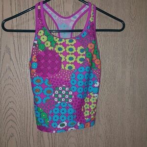 Speedo Fitted Crop Tank Top in Pink and Blue